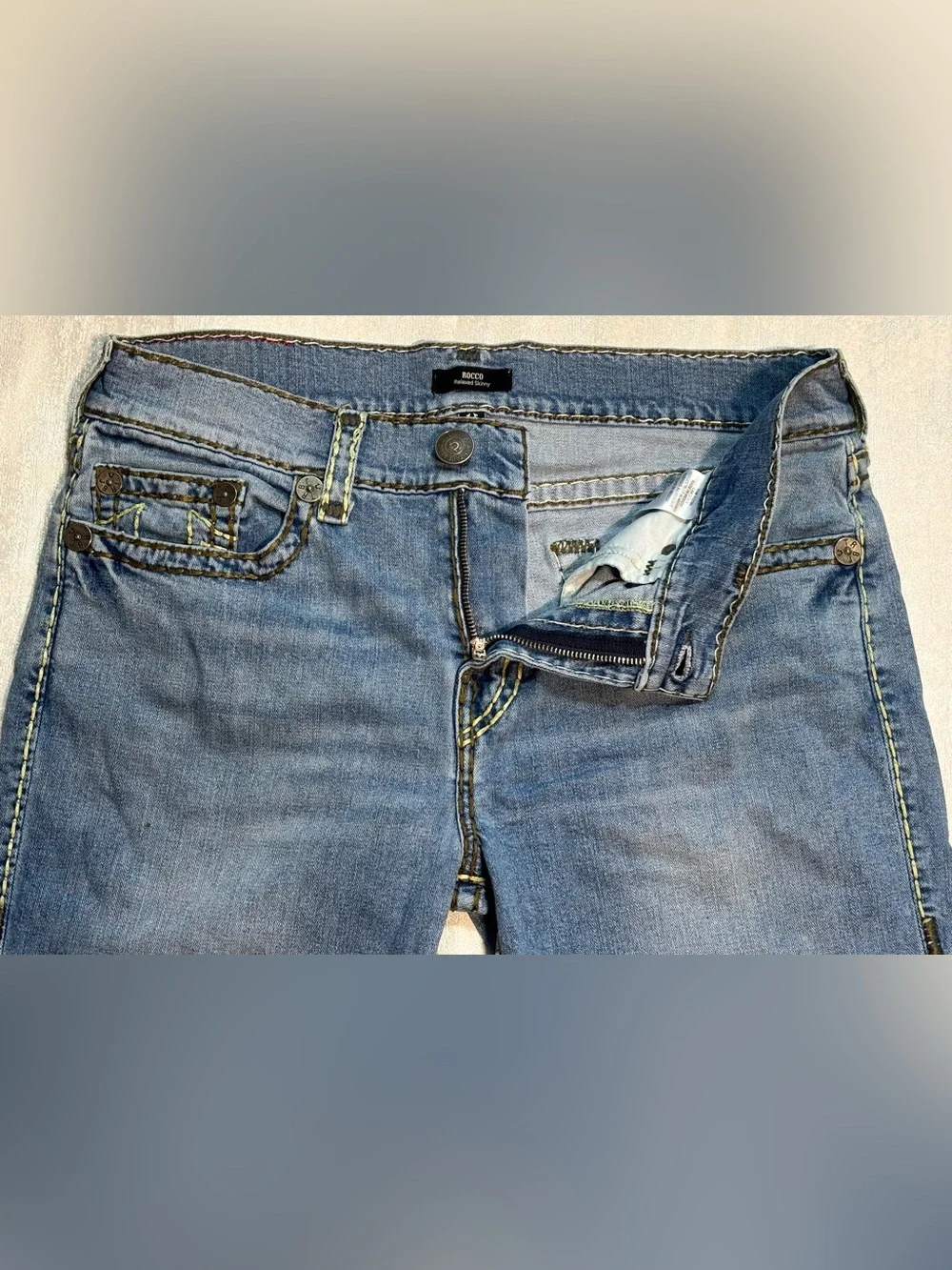 True Religion Men's Light Blue Slim Straight Jeans